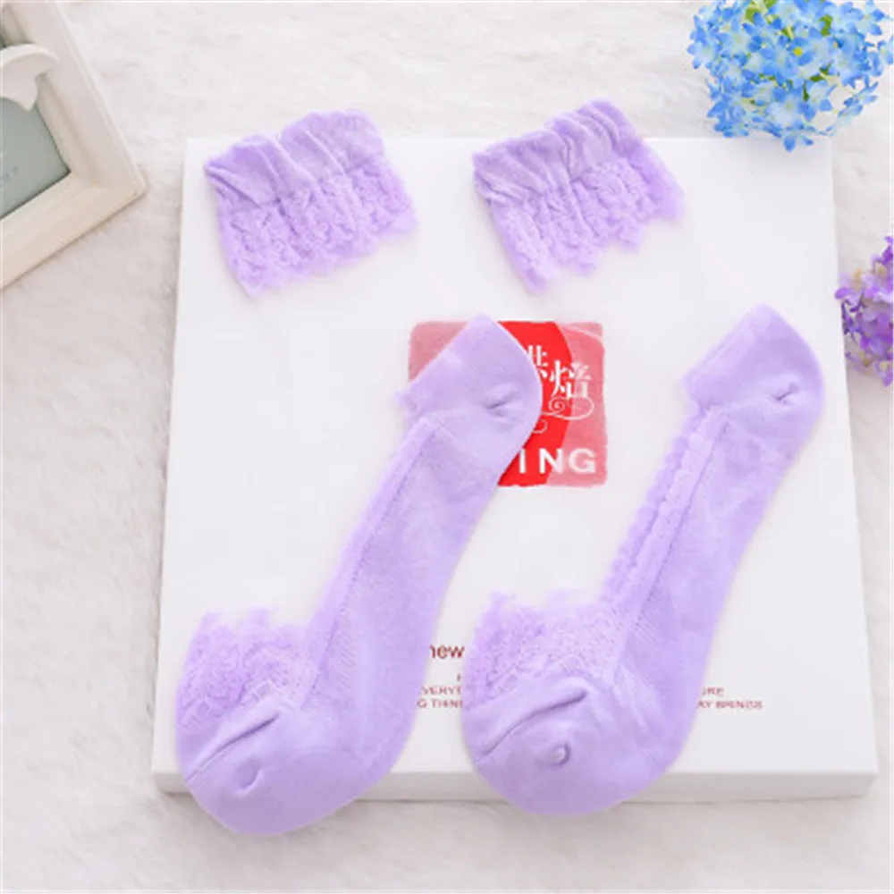 purple Красочные Для женщин ультратонкие носки летние тонкие прозрачные шелковые кружевные короткие носки женские укороченные носки - Цвет: purple