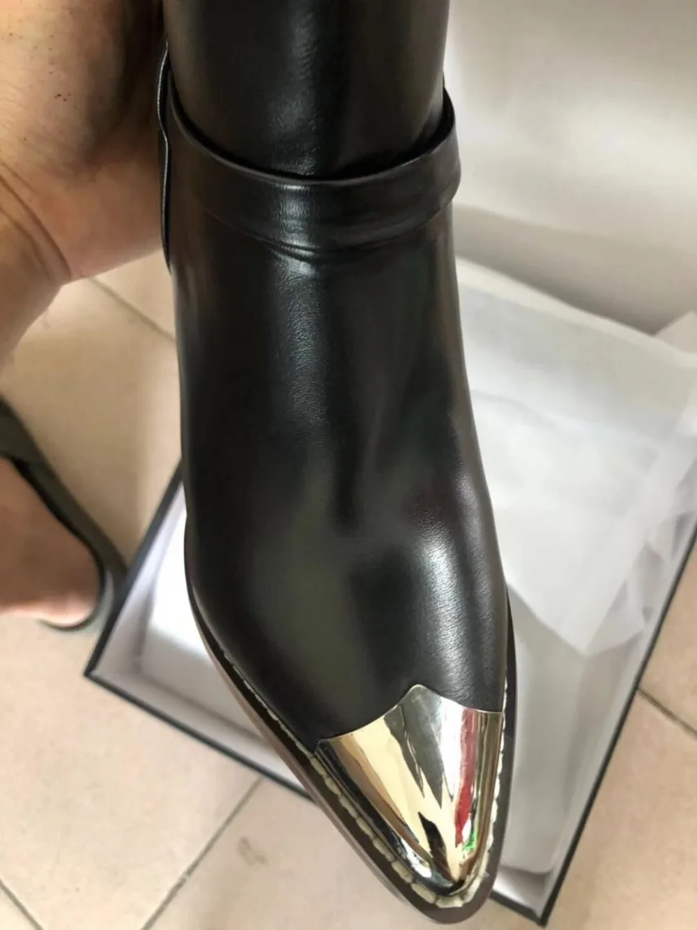 SIMLOVEYO/Большие размеры 34-44, ковбойские ботинки из натуральной кожи женские ботильоны из змеиной кожи с острым металлическим носком на высоком каблуке осень-зима B1537