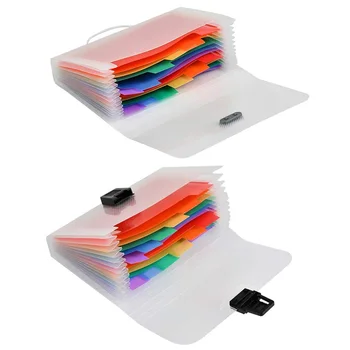 

4 Pack Mini Document File 13 Pocket File Organizer, A6 Letter Size Rainbow File Organizer with Buttons or Lanyard