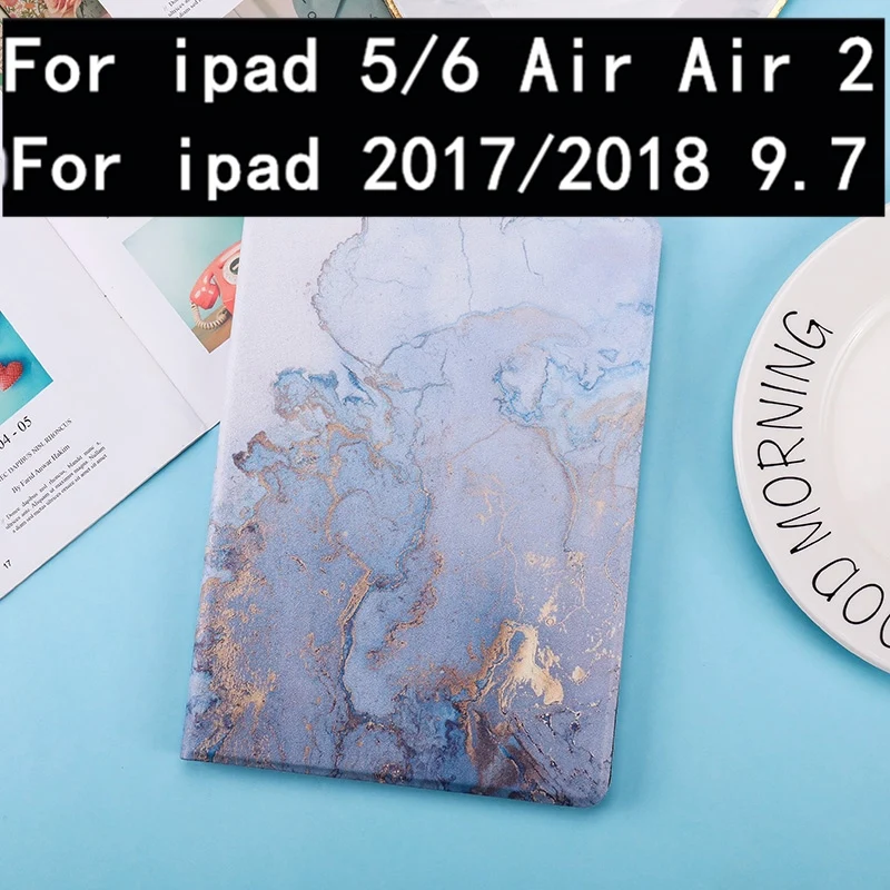 Для iPad 9,7 5th 6th чехол, мраморный узор защитный чехол для iPad 5/6 Air 2 3 iPad Mini на возраст 1, 2, 3, 4, 5, iPad 2/3/4 pro 10,5 - Цвет: 5689 AS picture