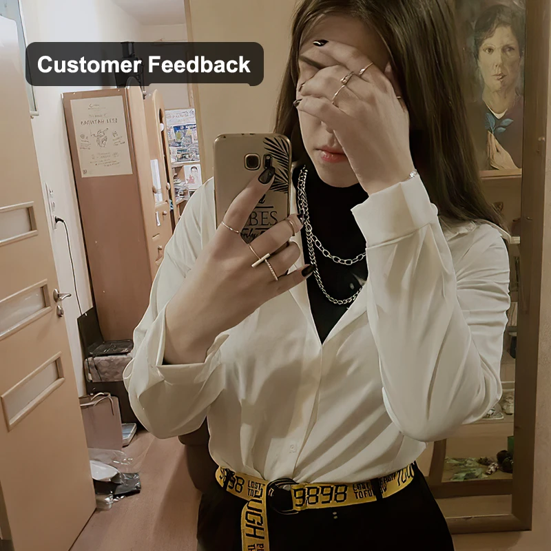 TITAME Shirts Blouses Women Fashion Casual Tops Female Turn-Down Collar White Loose Long Sleeve Blouse Ol Style Shirt Simple Top TITAME Shirts Blouses Women Fashion Casual Tops Female Turn-Down Collar White Loose Long Sleeve Blouse Ol Style Shirt Simple Top