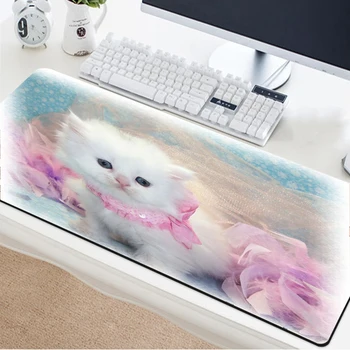

Yuzuoan 400x900 Mouse Pad Lovely Pink Cat Natural Rubber Non-slip Precision Lock-edge Gaming Player Computer Keyboard MousePad