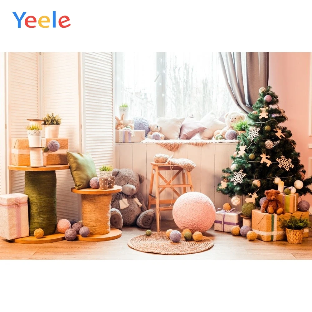 

Yeele Christmas Tree Toy Doll Gift Teddy Bear Background Vinyl Baby Portrait Photography Backdrop For Photo Studio Photophone