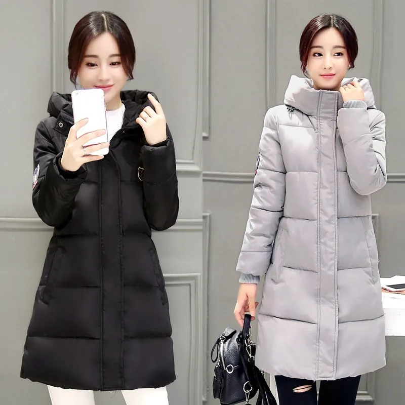 

2019 Winter New Style Korean-style Cotton-padded Clothes Mid-length Large Size Slim Fit down Jacket Cotton-padded Clothes WOMEN'