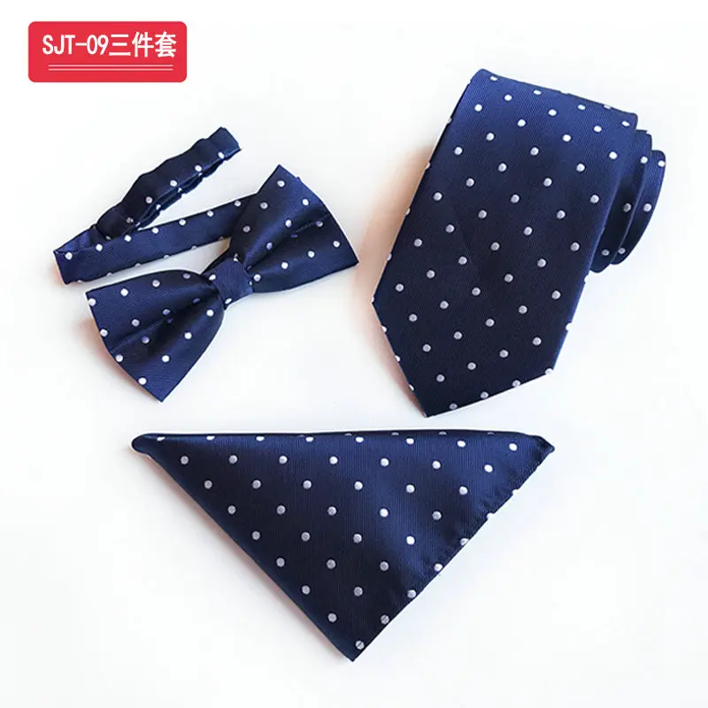 3Pcs Neck Tie Set 3 шт Мужские жаккардовые Пейсли плед Полосатый шелковый галстук мальчишник галстук-бабочка карман квадратный носовой платок Hanky комплект шейных Платков - Цвет: 3Pcs Neck Tie Set
