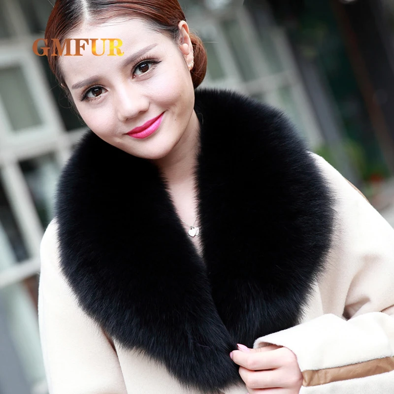 2021 Winter New Fashion Luxury Brand Designer 2020 Warm Fox Fur Collar Large Size Authentic Natural Real Fur Shawl Women Scarf