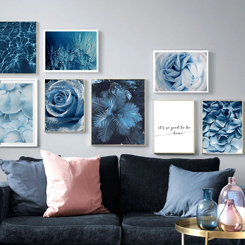 Printing-Canvas-Painting-Nordic-Style-Poster-Blue-Dandelion-Rose-Leaf-Sea-Quote-Modular-Pictures-Wall-Art (2)