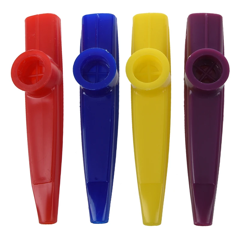 4 цветных пластиковых Kazoos 11/16 дюйма|Флейта| |
