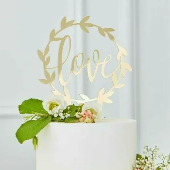 

Gold Wedding Cake Topper - Love Acrylic Vine Topper - Gold Wedding Ginger Ray Engagement Anniversary birthday cake toppers