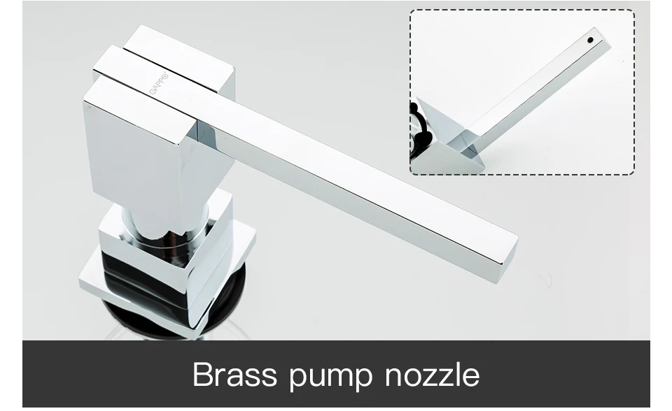 GAPPO Liquid Soap Dispenser Brass Deck Mounted Kitchen Soap Dispensers Square Counter top Dispenser