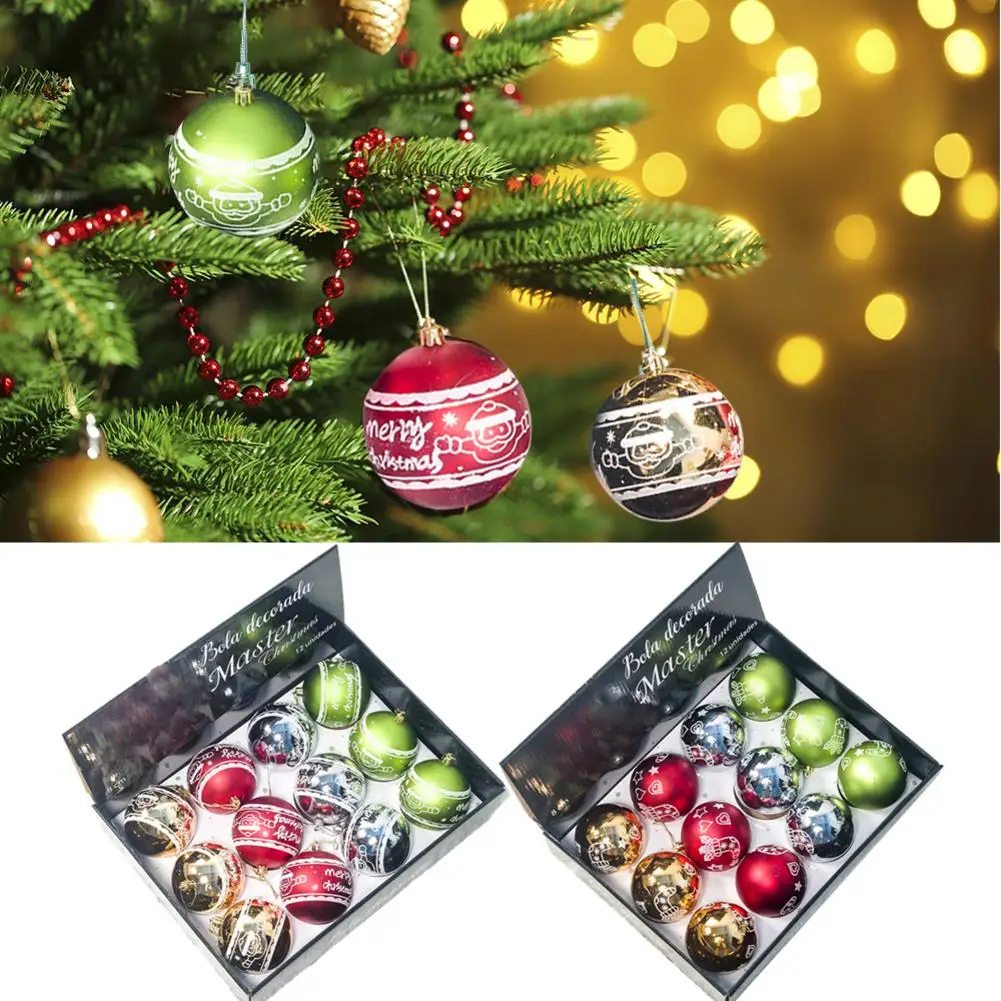 

12pcs 8cm Innovative Plastic Red White Christmas Balls Hand-made Christmas Tree Pendant Decorative Large Hanging Ball
