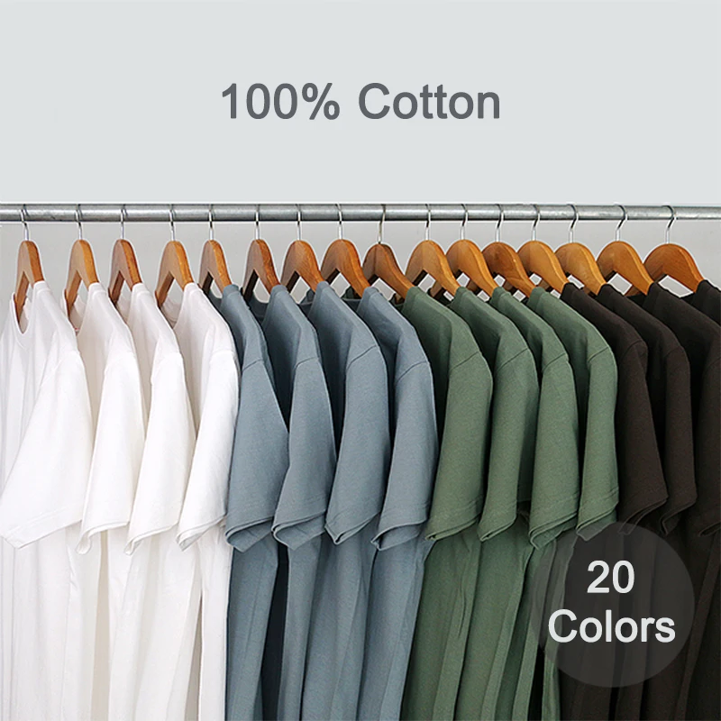 T-Shirts Men Tees Slim-Fit Basic Plain Female Girl Young Women Solid Summer 100%Cotton