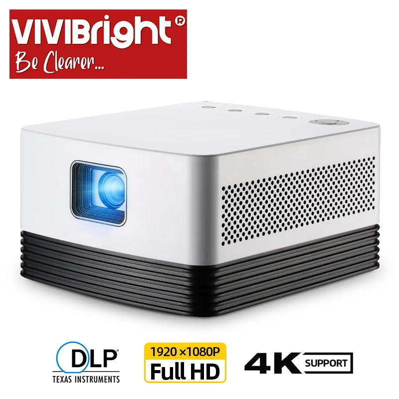 VIVIBRIGHT Full HD портативный DLP проектор J20 1080P Android wifi Bluetooth 18000 мАч батарея и динамик
