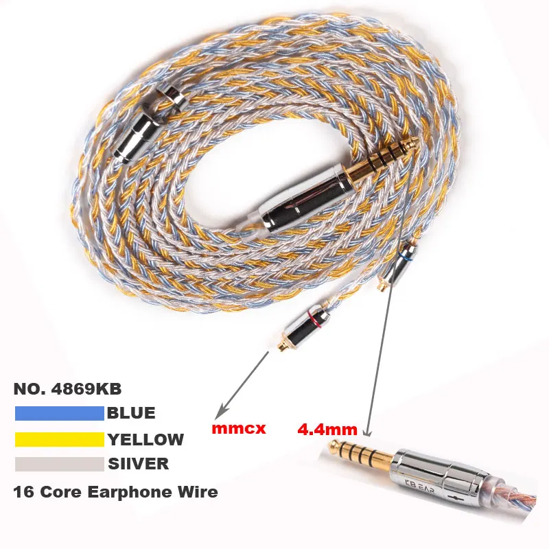 BYS16 Core mmcx 4.4 KBEAR 16 ядерный чистый провод Mmcx 2 Pin QDC TFZ сменный кабель 2,5 мм 3,5 мм 4,4 мм разъем бескислородный медный кабель для Kz - Цвет: BYS16 Core mmcx 4.4