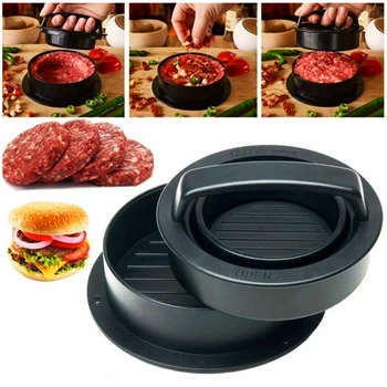 

ABS Hamburger Press Meat Pie Press Stuffed Burger Mold Maker with Baking Paper Liners Patty Pastry Tools BBQ Kitchen Accessories