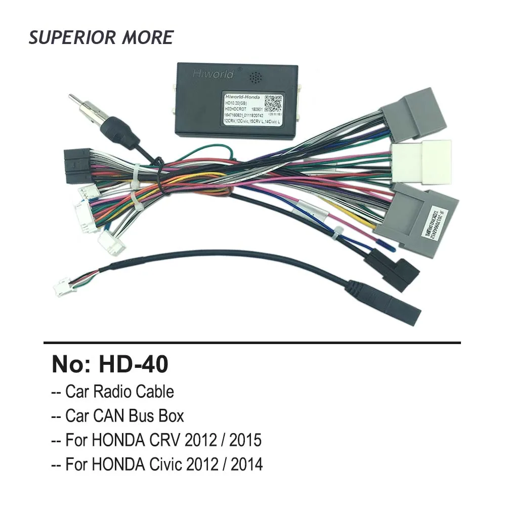 Car Radio Cable CAN BUS for HONDA CRV Civic 2012 16pin Power Wiring