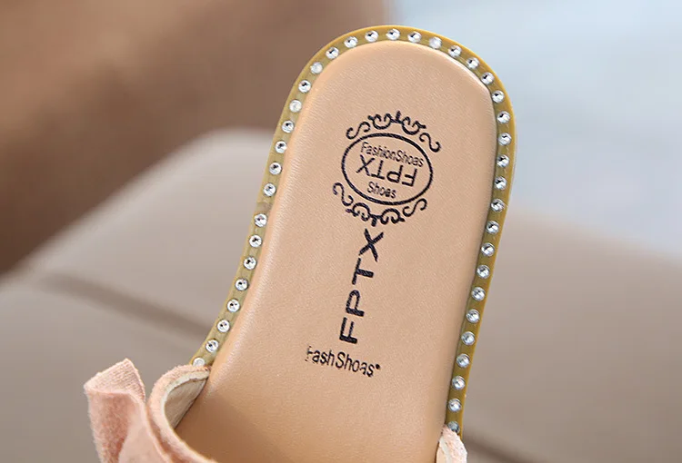 Childrens Shoes Kids Sandals For Toddlers Girls Princess Sweet Soft Pearl Beaded With Rhinestone Girls Slippers Slides 21-30