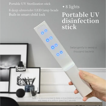 

Handheld 8 LED UV Sterilization Light Stick Germicidal Disinfection Lamp Sterilizer Kill Dust Mite For Bedroom /Hospital
