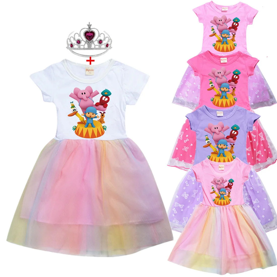 2-8 Anni Summer T Shirt Dress Pocoyoe Girls Tutu Dress Halloween Cosplay Costume Princess Kids Girls Abiti Da Festa Di Compleanno