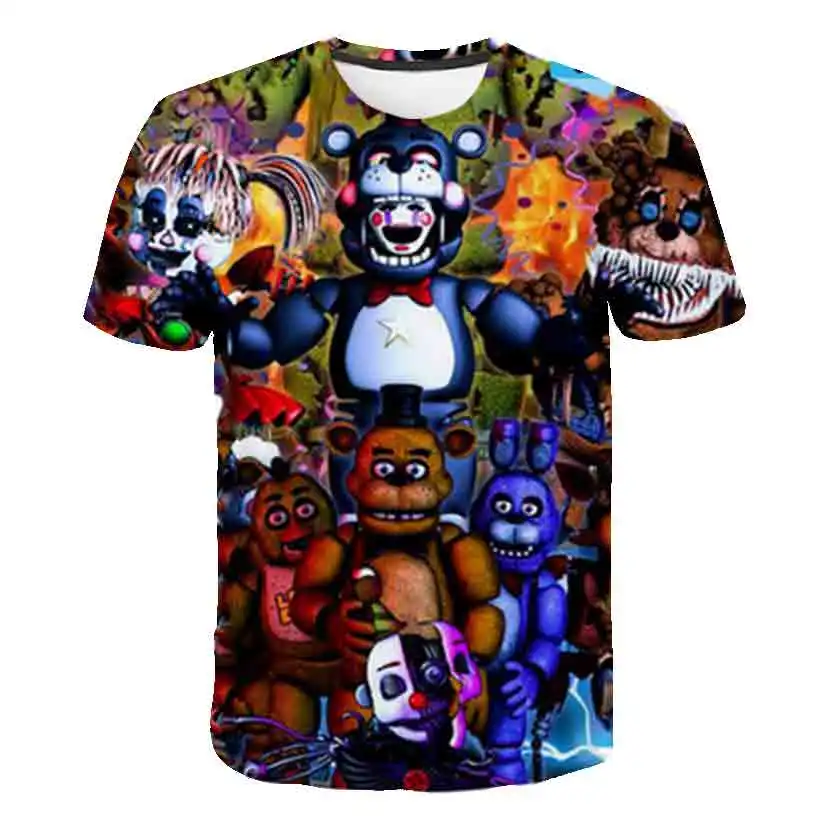 

Summer 3D Children Five Nights At Freddy Cartoon Funny T shirt Kids 5 Freddys kids Clothes Baby Boys Girls costume Tops camiseta