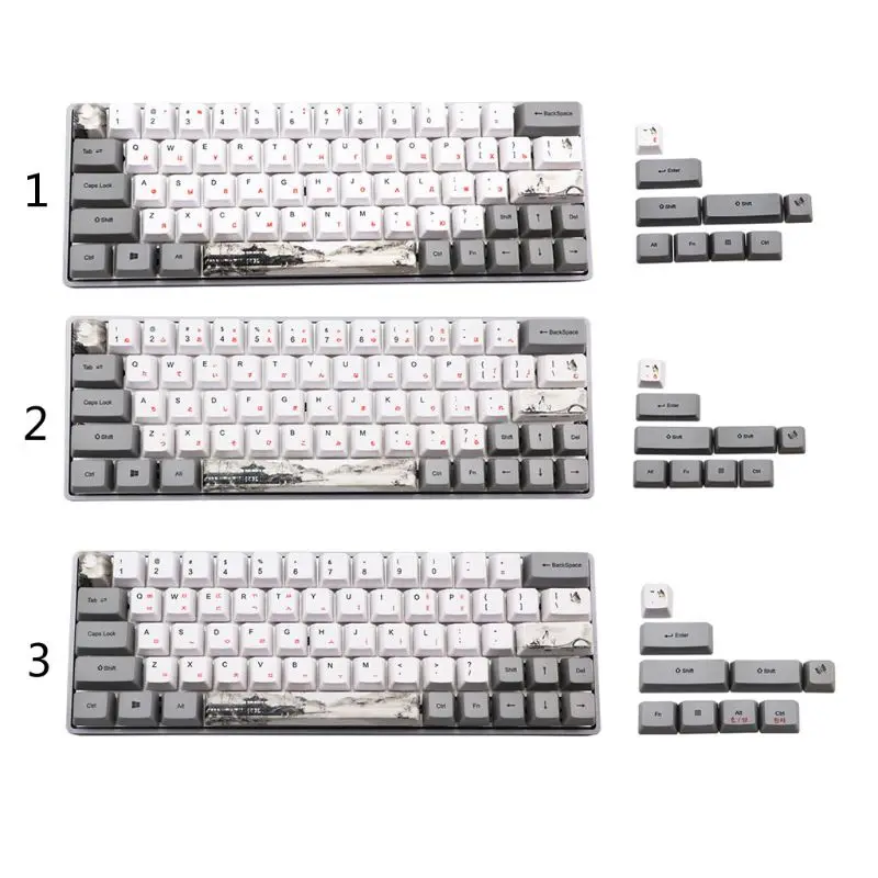 

73 key Ink Dye-Sublimation Keyboard Keycaps PBT OEM Profile Russian Keycap GH60