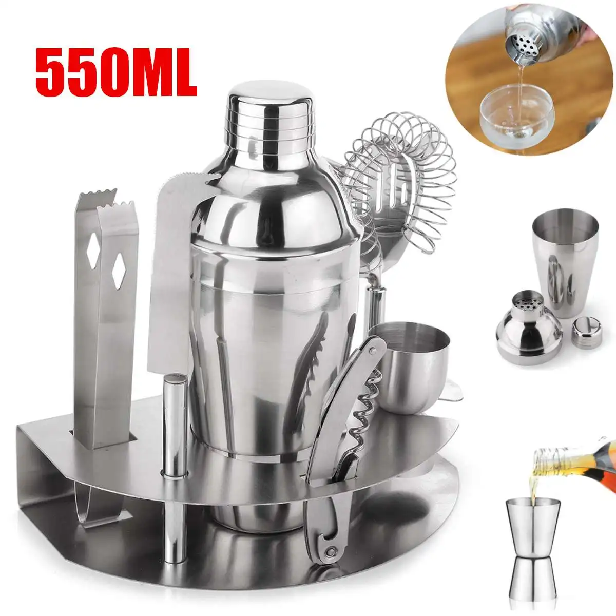 

7Pcs 550mL Maker Set Kit Cocktail Shakers Sets Stainless Steel Cocktail Shaker Mixer Drink Bartender Bar Tools Drink Mixer