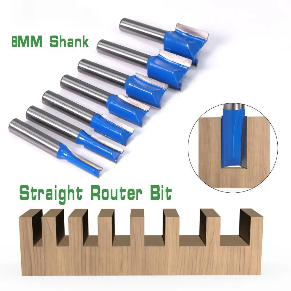 

8MM Shank 2 flute straight bit Woodworking Tools Router Bits for Wood Tungsten Carbide endmill milling cutter set 6 8 10 12 20mm