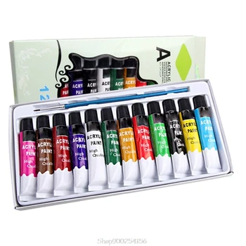 

12 Colors Professional Acrylic Paints Brush 12ml Tubes Drawing Painting Pigment Hand-painted Wall Paint O13 20 Dropship