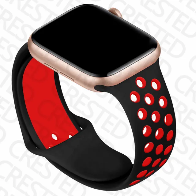 Silicone Strap For Apple Watch band 44mm 40mm iWatch 38mm 42mm Smartwatch watchband Bracelet Apple Watch 6 SE 5 4 3 Accessories black red 23