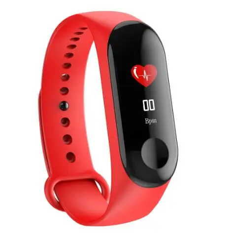 Умный Браслет M3 фитнес-браслет кровяное давление спортивный ips-экран кислородный монитор сердечного ритма ip67 водонепроницаемые умные браслеты - Цвет: Красный