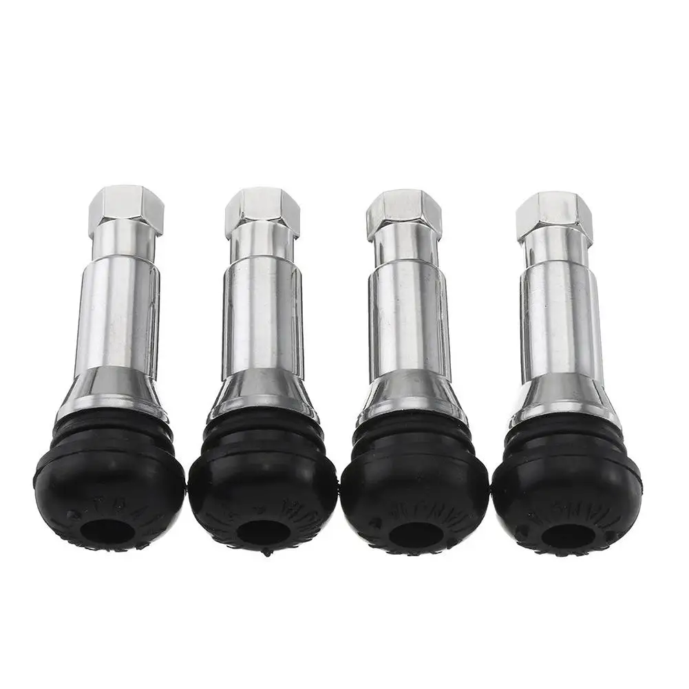 

VODOOL 4Pcs/Set TR414 Chrome Tubeless Tyre Valve Stem Caps Snap In Wheel Tire Air Port Valve Core Stems Rubber Dustproof Cover
