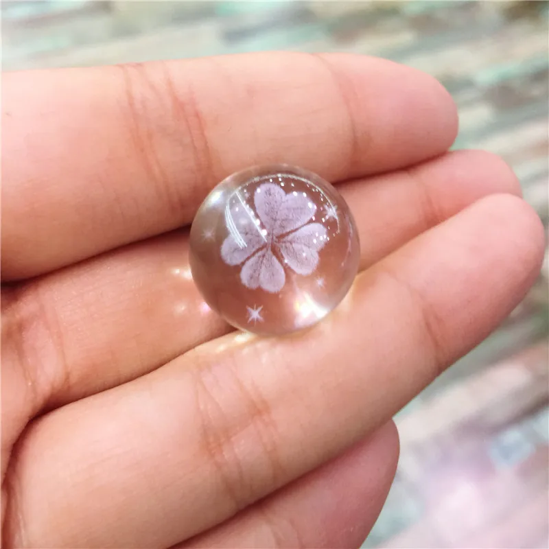New arrivals natural White crystal laser lucky four clover ball DIY pendant necklace gift 1pcs