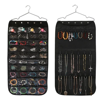 

Wall Hanging Home Jewelry Organizer Foldable Display With Hanger Storage Bag Household Shops Portable 40 Pockets Double Sided