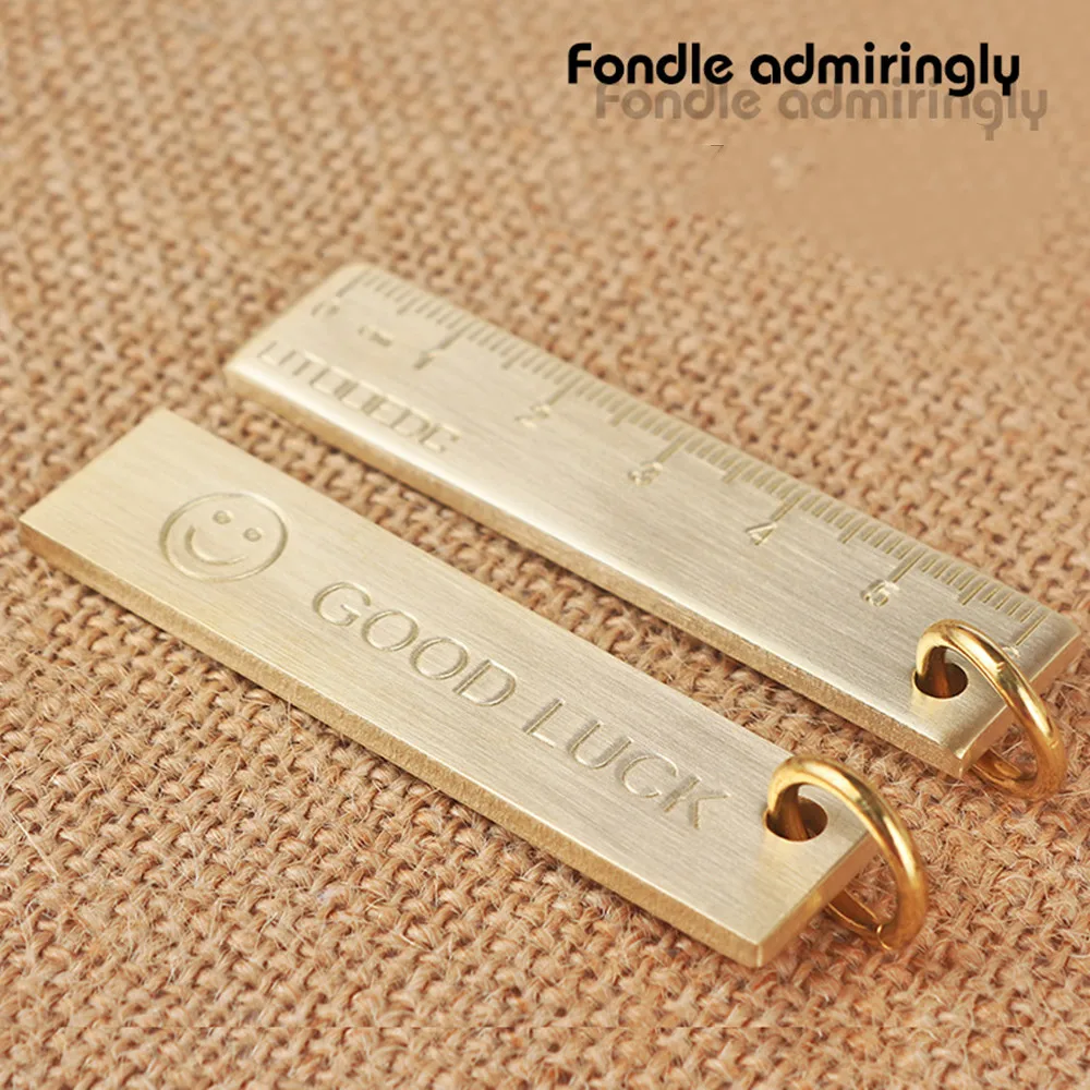

Retro 0-6cm Mini Copper Key Pendant Ruler Keychain Ruler Stationery Small Copper Ruler Golden Plate Drafting Supplies Rulers