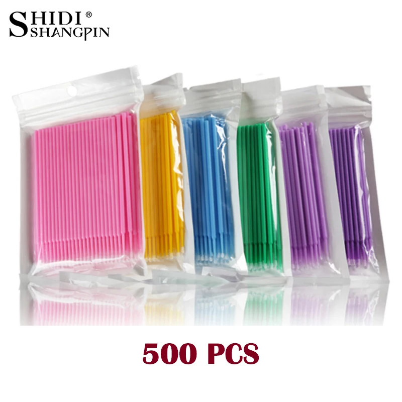 

500pcs/lot Micro Brush Makeup Eyelash Extension Disposable Eye Lashes Glue Cleaning Brushes Free Applicator Sticks Make up Tools