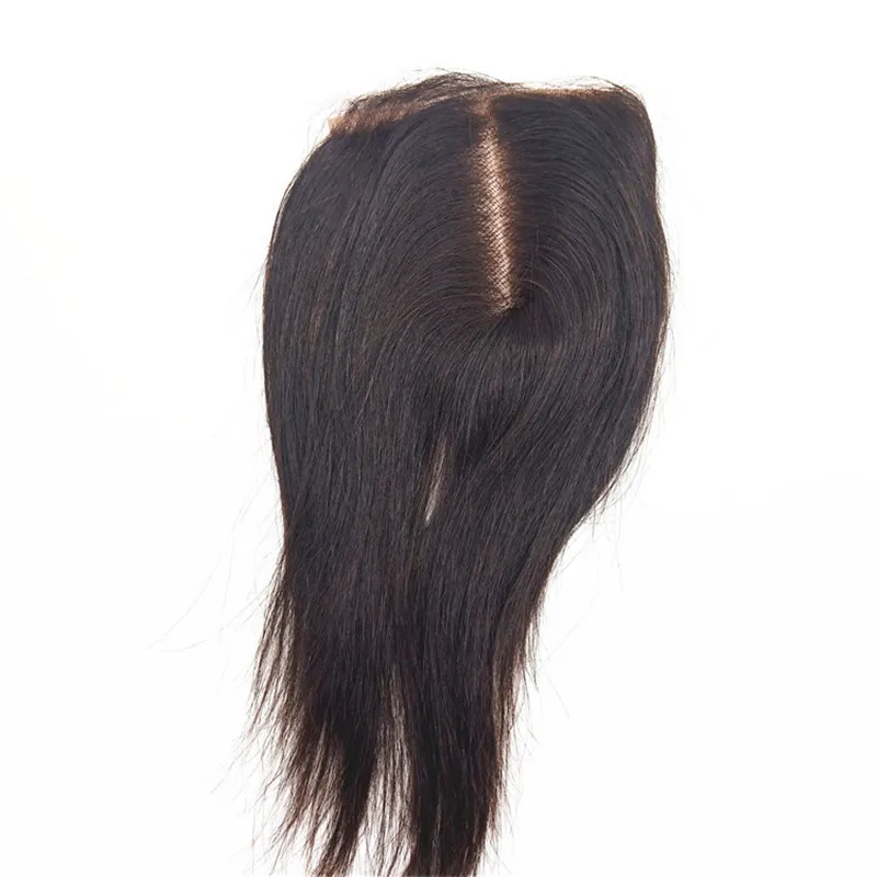Прямые человеческие волосы 4x4 кружева закрытие с детскими волосами средняя часть