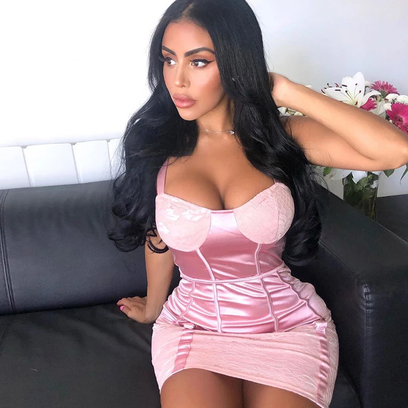 

2019 Split Joint Sexy Lace Breast Wrap Backpack Buttocks Dress Woman D8504