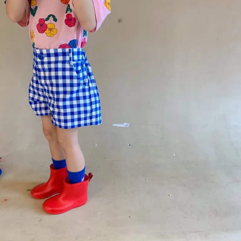 Summer New Boys Girls Plaid Casual Shorts Korean style Cotton Loose All-match Thin Shorts Kids Clothing Hot Pants