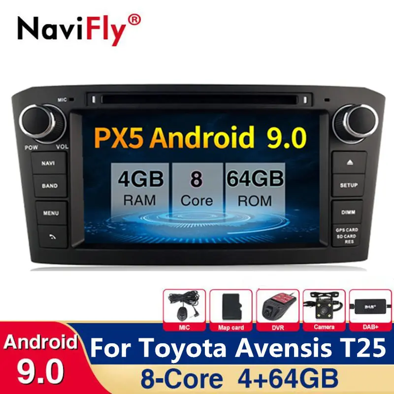 Новинка! 8 ядерный автомобильный dvd мультимедийный плеер Android 9 0 для Toyota Avensis T25 2003