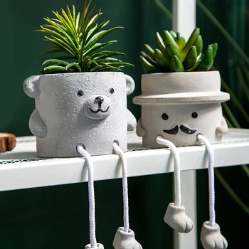 

Ceramics Long-legged Doll Home Decor Mini Flower Pot Fairy Garden Figurines Succulent Pot Outdoor Decoration Clay Flowerpot