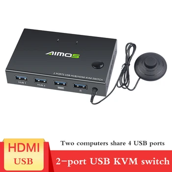 

NEW 2 In 1 Out HDMI KVM Switch Box Video Display 4K USB Switch Splitter For 2 PC Sharing Keyboard Mouse Printer Plug And Paly