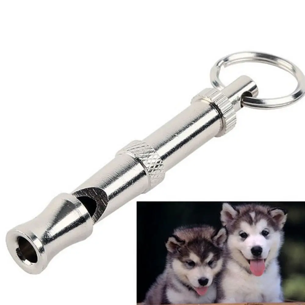 

1set Metal Dog Puppy Whistle Ultrasonic Adjustable Sound Key Training Sound Whistle Sound With Keychain For Dog Pet