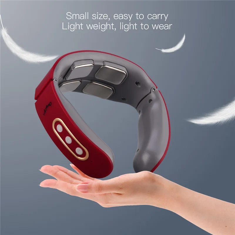 Professional 4 Massage Heads Neck Massager Hot Compress Pulse Kneading Shoulder Massager Deep Tissue Pain Relieve Fatigue Office