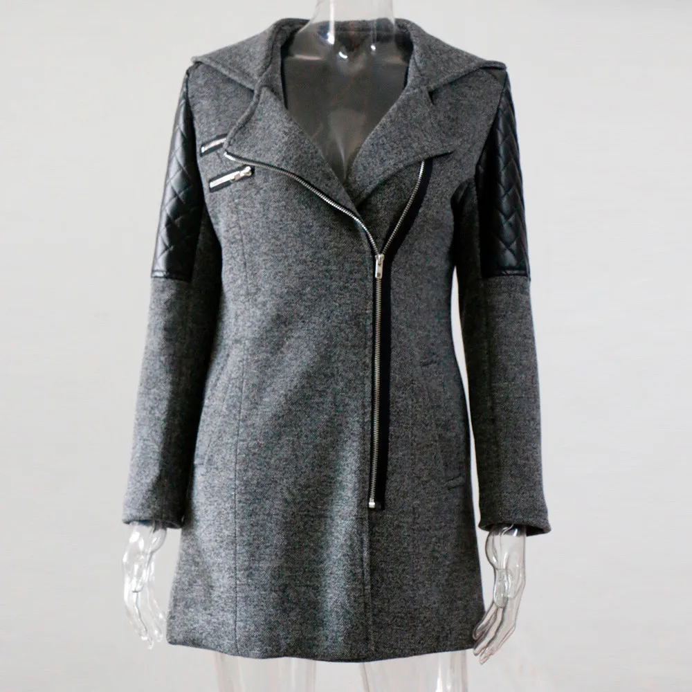 Womail, черный, серый цвет, женская теплая приталенная куртка с капюшоном, пальто на молнии, хлопок, шерсть, плотная парка, пальто, зимнее пальто, abrigo de mujer