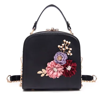 

KIHUN women handbag leather cross body bags floral clip hand bags female purse new fashion crossbody shouldler bag hot bolsas