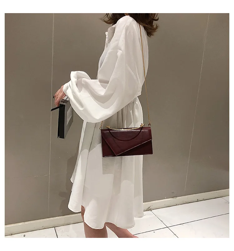 

2019 new stereoscopic small square bag metal semicircular hand handle with one shoulder slanted women's bag