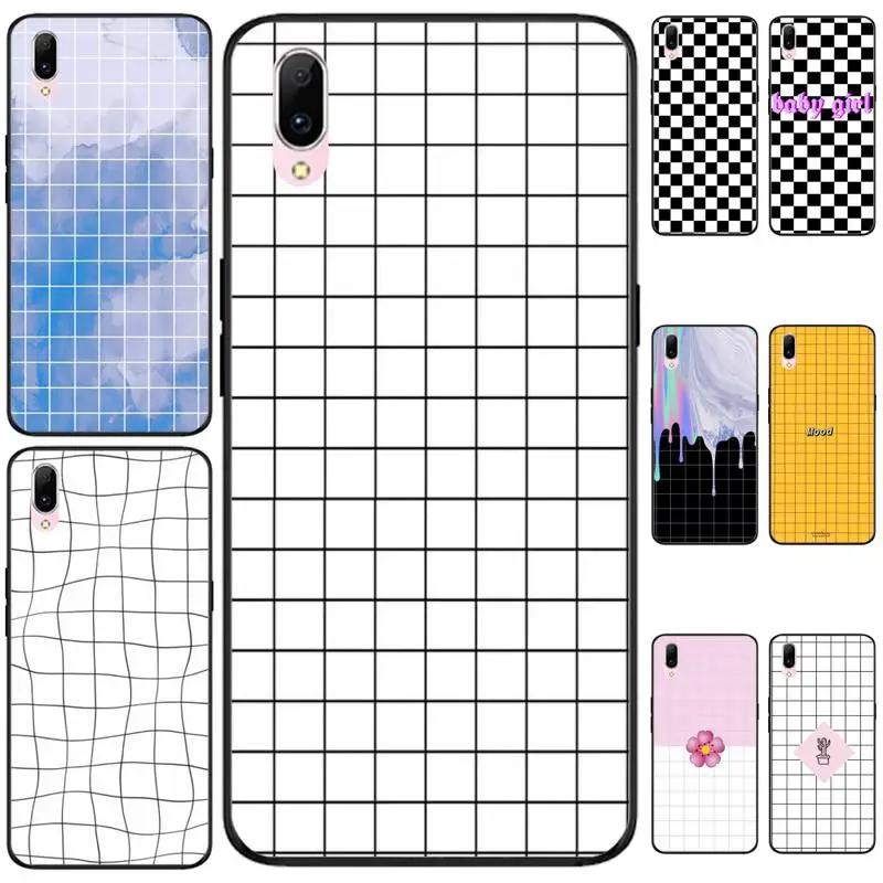 

LJHYDFCNB Black white checkered stripe Newly Arrived Black Cell Phone Case For VIVO V11 9 7 5 5S 11I V11PRO V7 7PLUS Y31