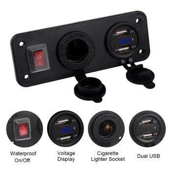 

Boat Marine Dual USB Charger LED 12V Power Socket On-Off Switch Panel Black Marine Dual USB Charger