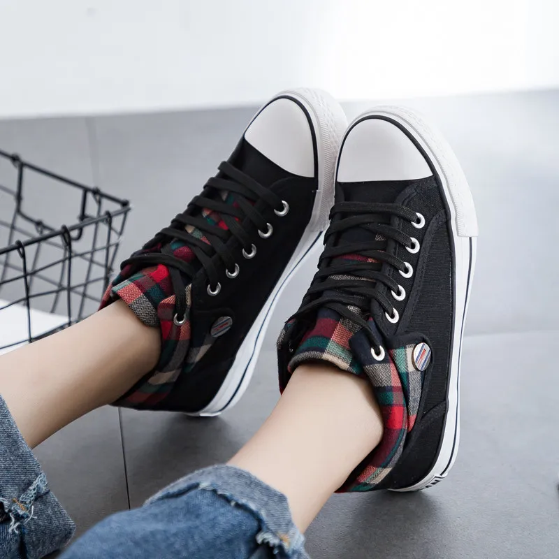 plaid high top sneakers