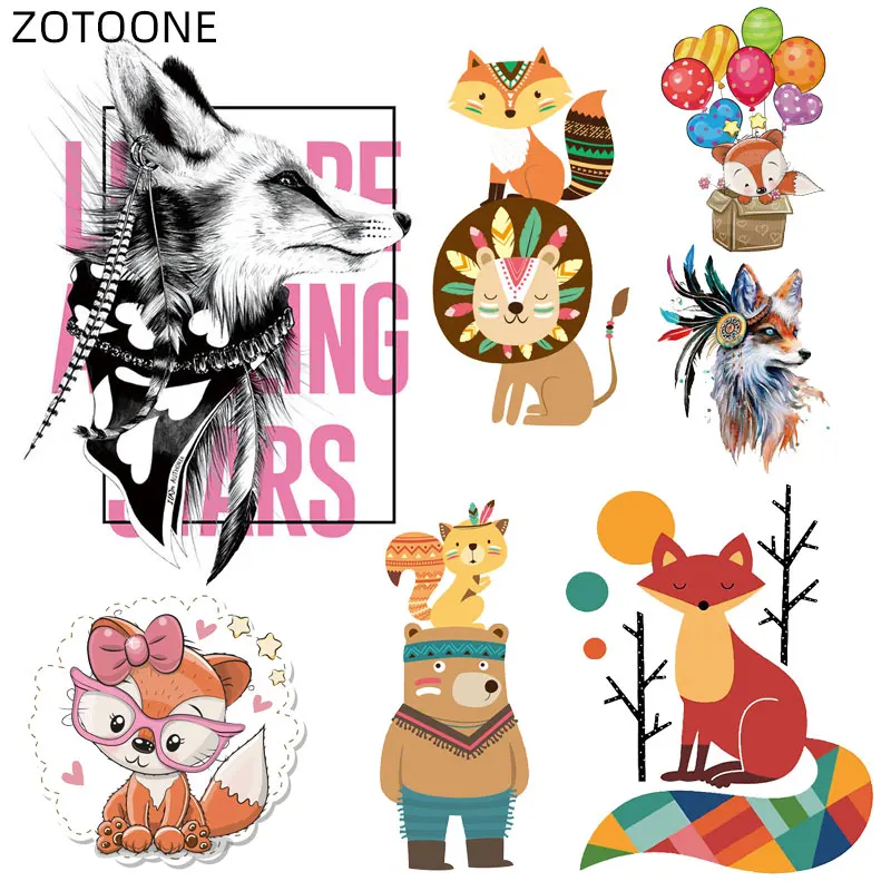 

ZOTOONE Iron on Aniaml Patches for Kids Cute Fox Stickers for Clothing Heat Transfers Printed Thermo Patch for T-shirt Dresses D